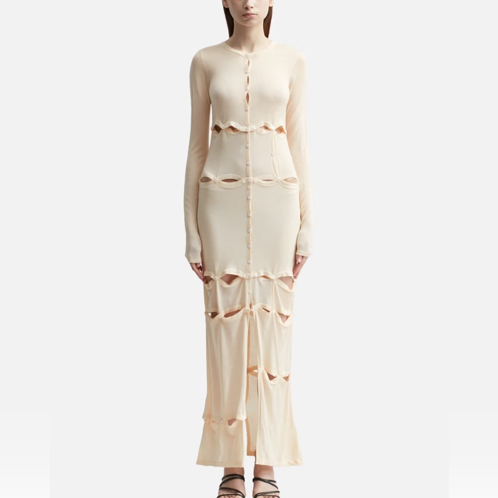 Wynn Hamlyn Laundry Dress, Cream Long Sleeve Dress